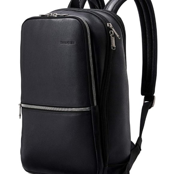 Classic leather ultra thin Backpack Black